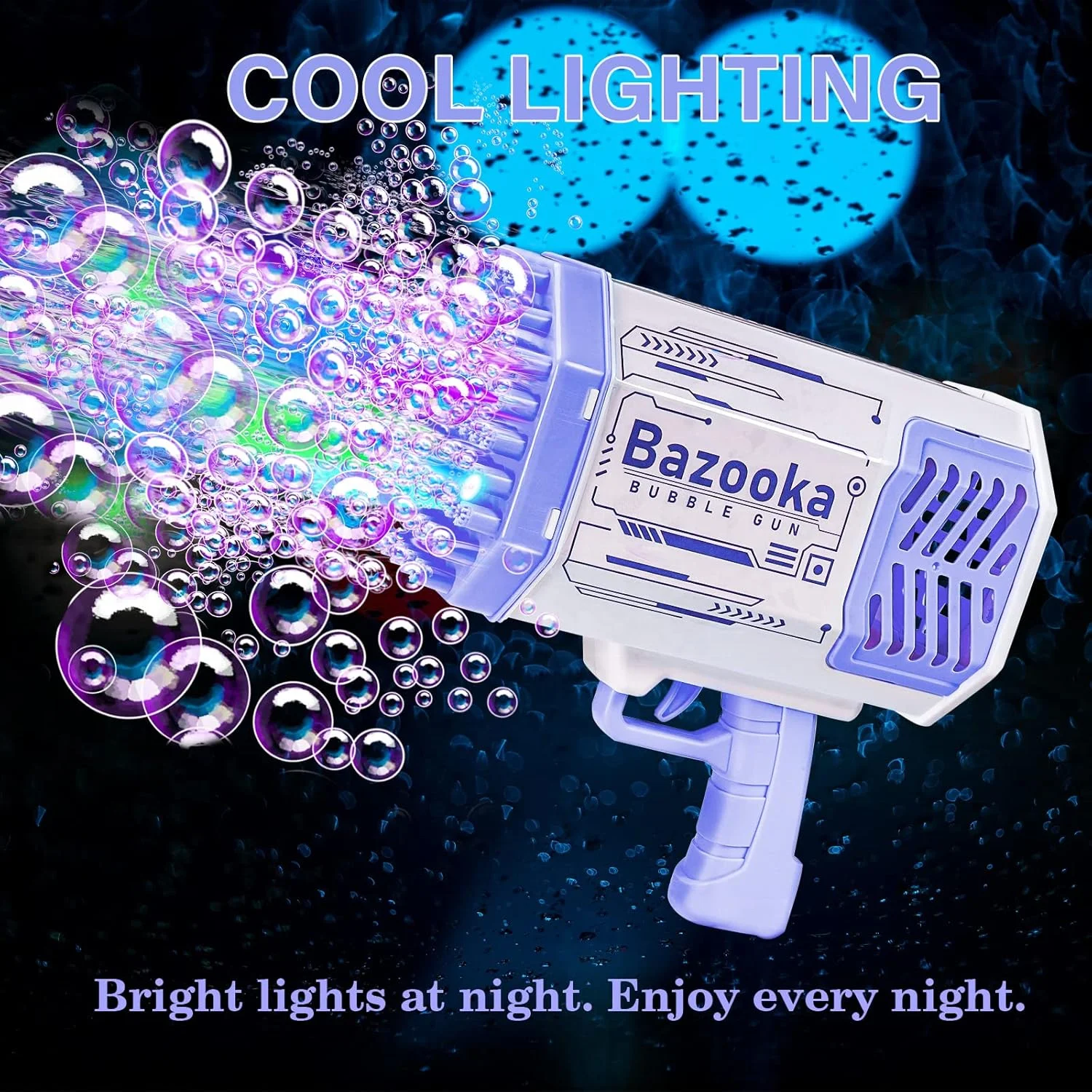 69 Hole Bazooka Bubble Gun with 2 Bottles of Liquid for Children Adults & Indoor and Outdoor Birthday Wedding Party Events