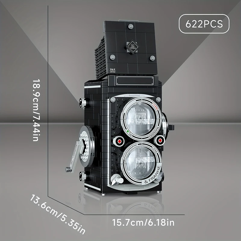 Chinese Building Block Tide Play Classic Retro Old-Fashioned Camera Simulation Film Slr Camera Assembly Difficult Toys
