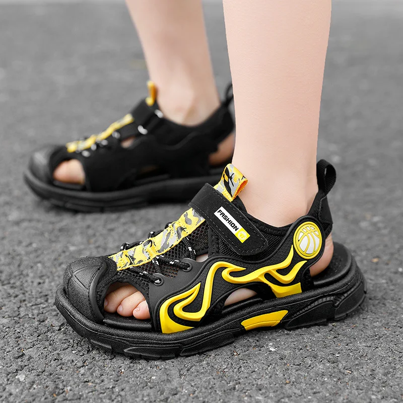 Custom manufacturer factory new style design footwear fashion children basketball sandals sport beach sandals for boys kids