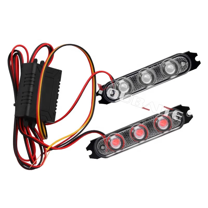 High Lumen 3 LED One-To-Two Car Grid Flashing Warning Lights Emergency Car Safety Caution Beacon Strobe Light Car Warning Light