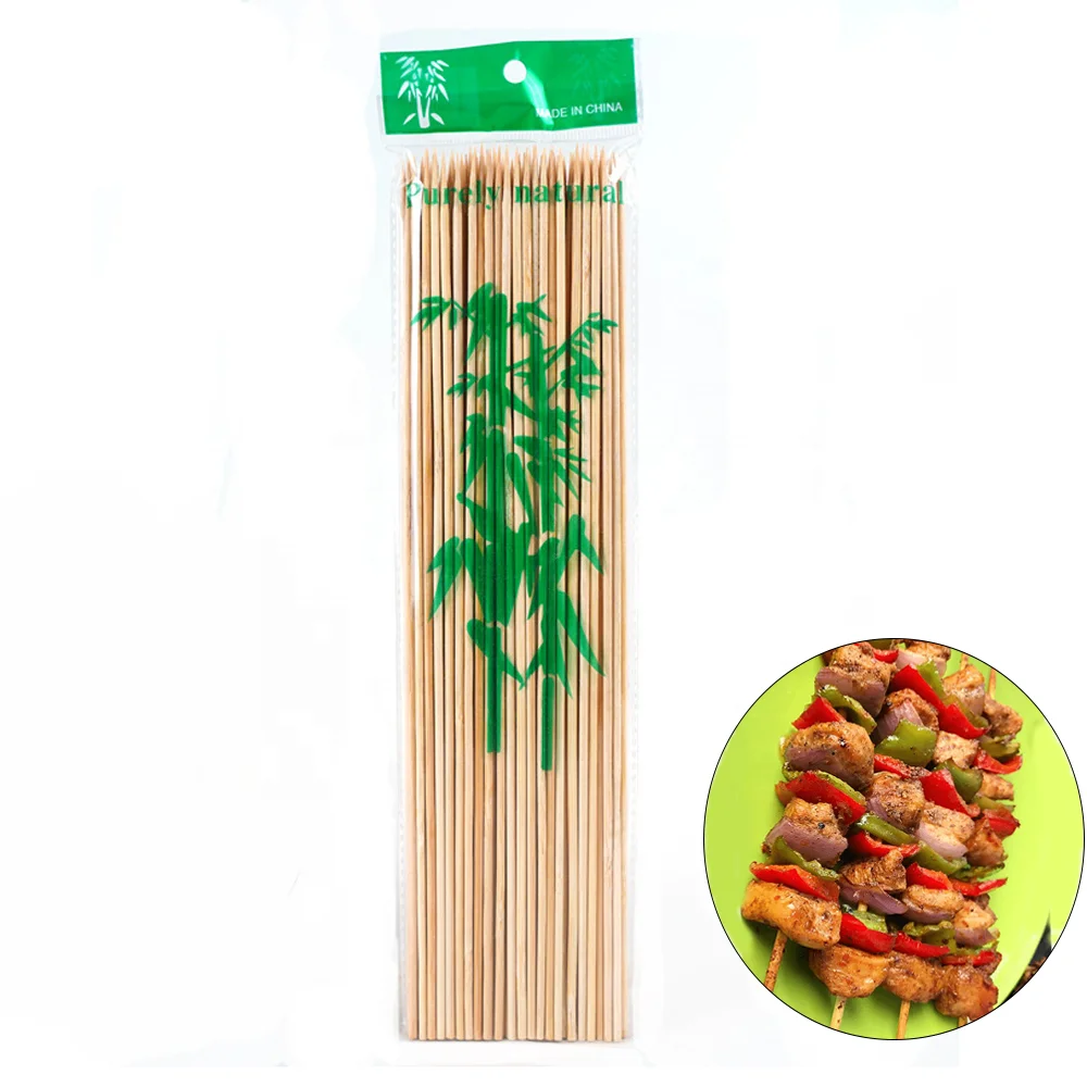 Natural Bamboo Color Low Cost Small Packing Food Sticks 4mm 40cm Bamboo Bbq Marshmallow Skewers on the Grill