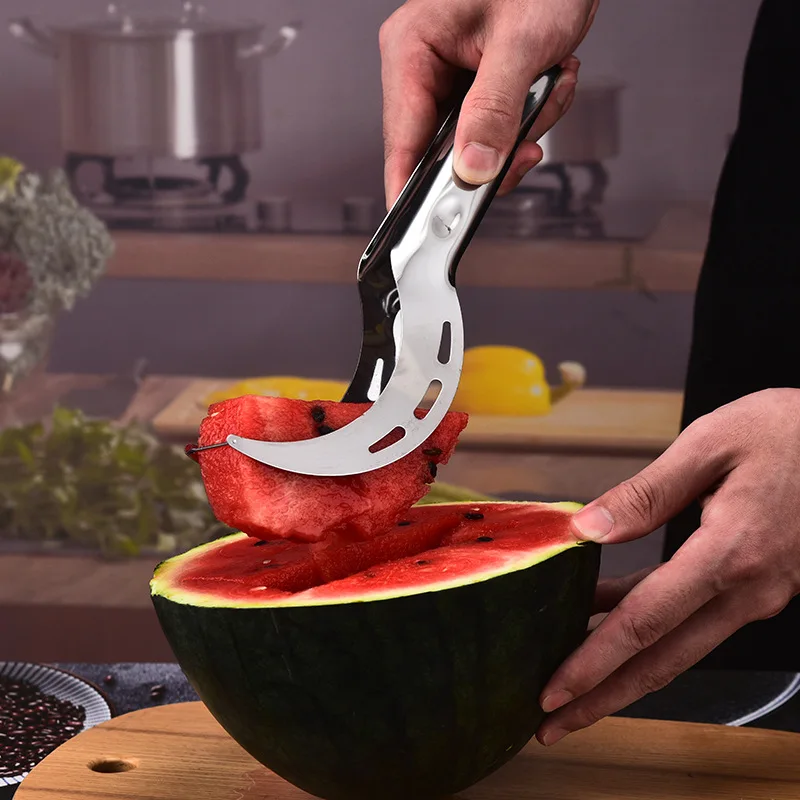 High quality Kitchen Household Stainless Steel Fruit Dicer Handheld Vegetable and Watermelon Cutter with Handle Metal Tools
