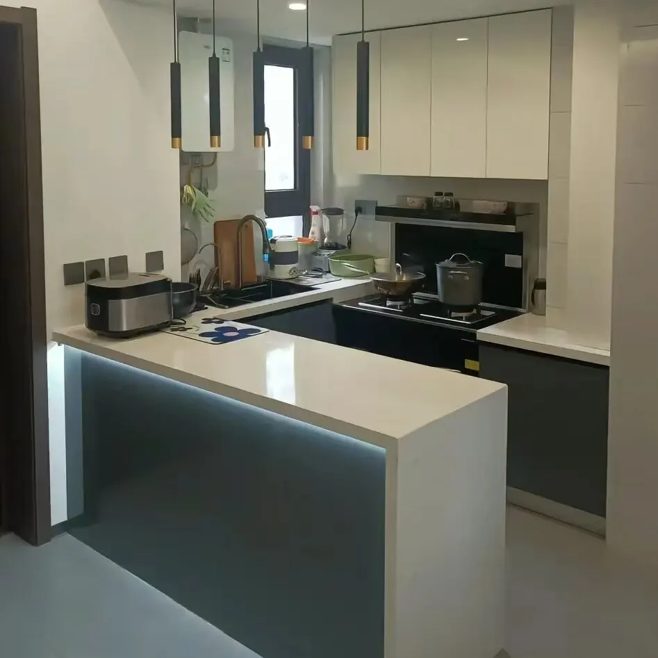 Light luxury modern minimalist kitchen island dining table integrated rock board home multifunctional storage kitchen island