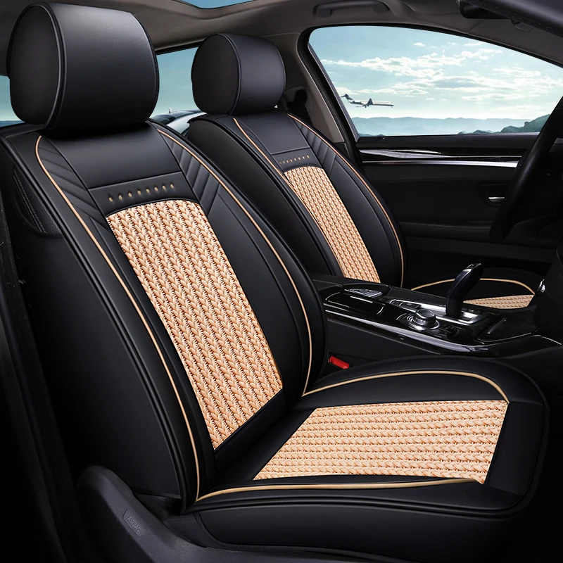 
Full coverage Customized Service OEM ODM Universal size Comfortable ice silk PU Leather Car Seat Covers 