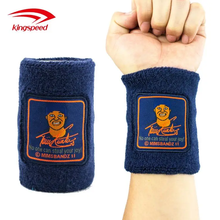 Wholesale Cheap Custom  Woven Label Patch logo Wrist Strap Gym Hand Band for Basketball Arm Wrist Band