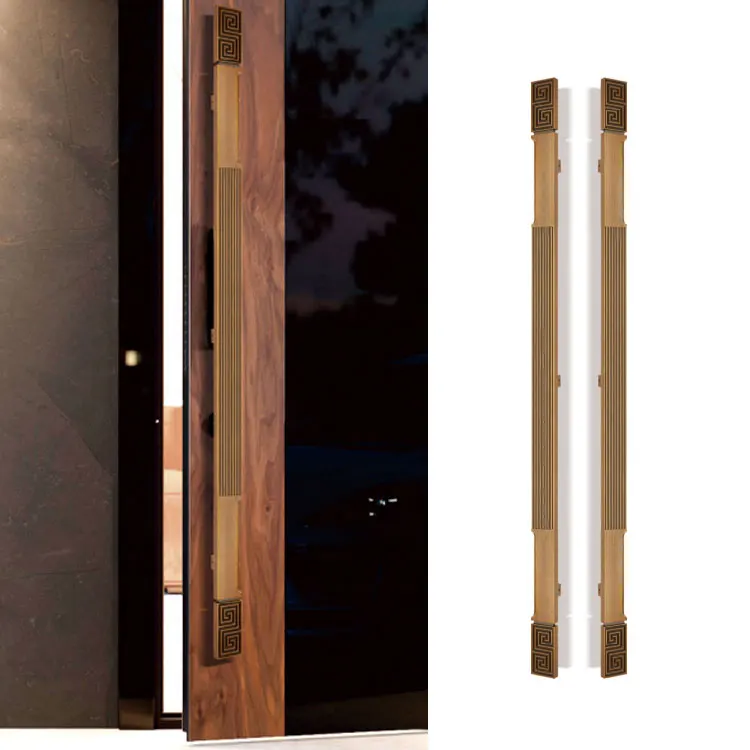 Solid Brass Antique Long Pull Back Door Handle For Hotel Office Luxury Villa Flats Brass Handles for Modern