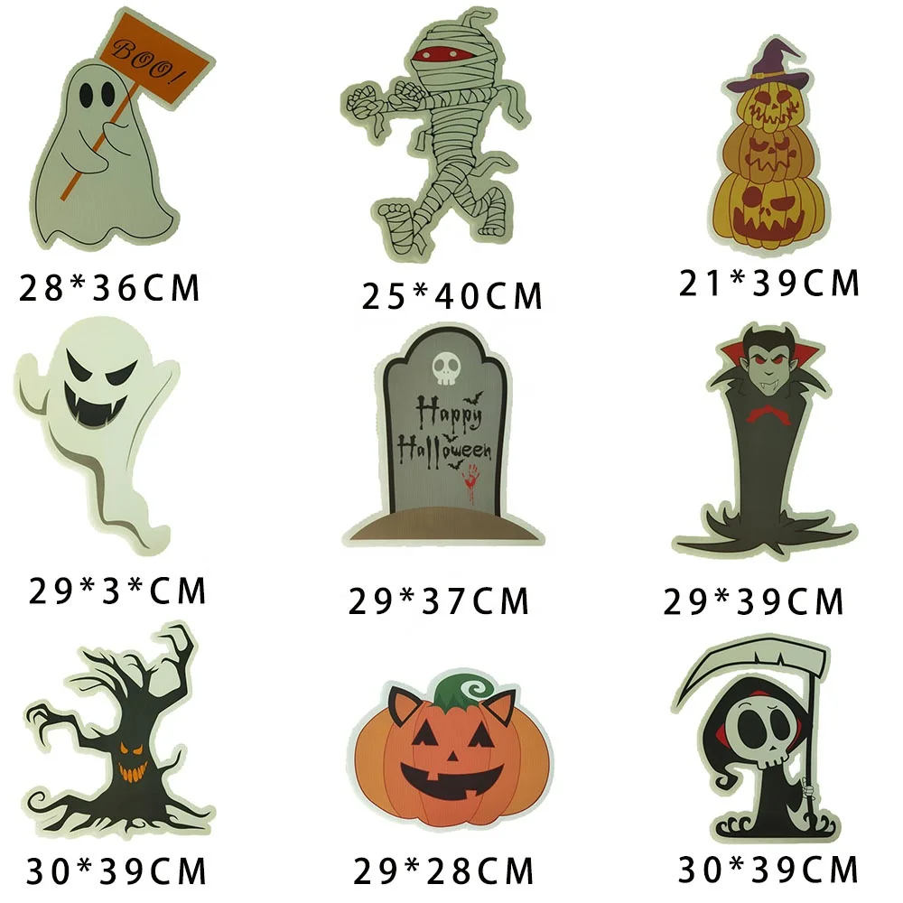Hot Sale plastic corrugated plastic Halloween lawn decoration yard sign with stakes