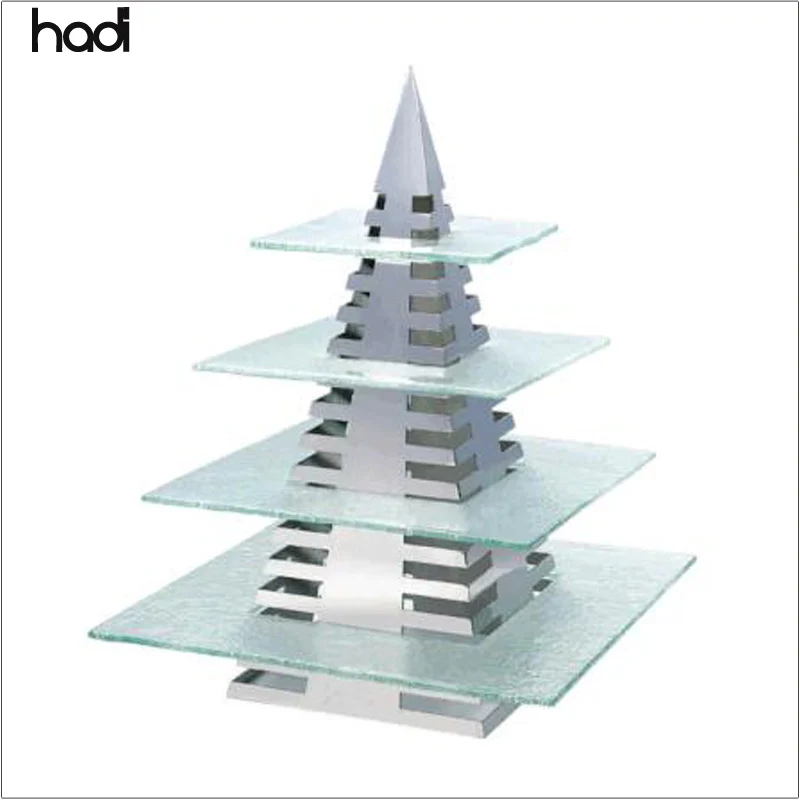 Luxury 4-Layer Eiffel Tower Cake Stand Elegant Macaron Buffet Food Display Stand Dessert Glass Tray for Hotel & Restaurant Use