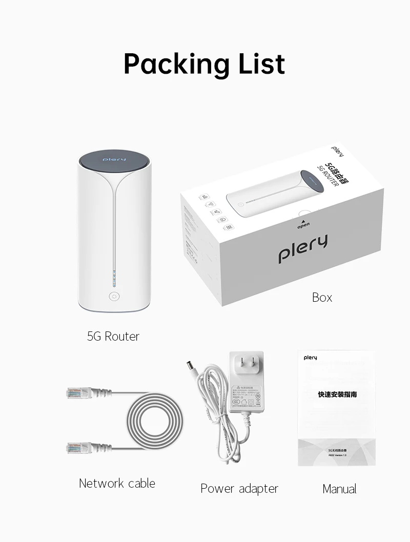 Plery R652 2.5G WAN Gigabit Wifi6 5G Router SIM Wifi6 Hotspot Mesh 5G Industrial Router 3000Mbps Wifi6 Modem 5G Cpe Router