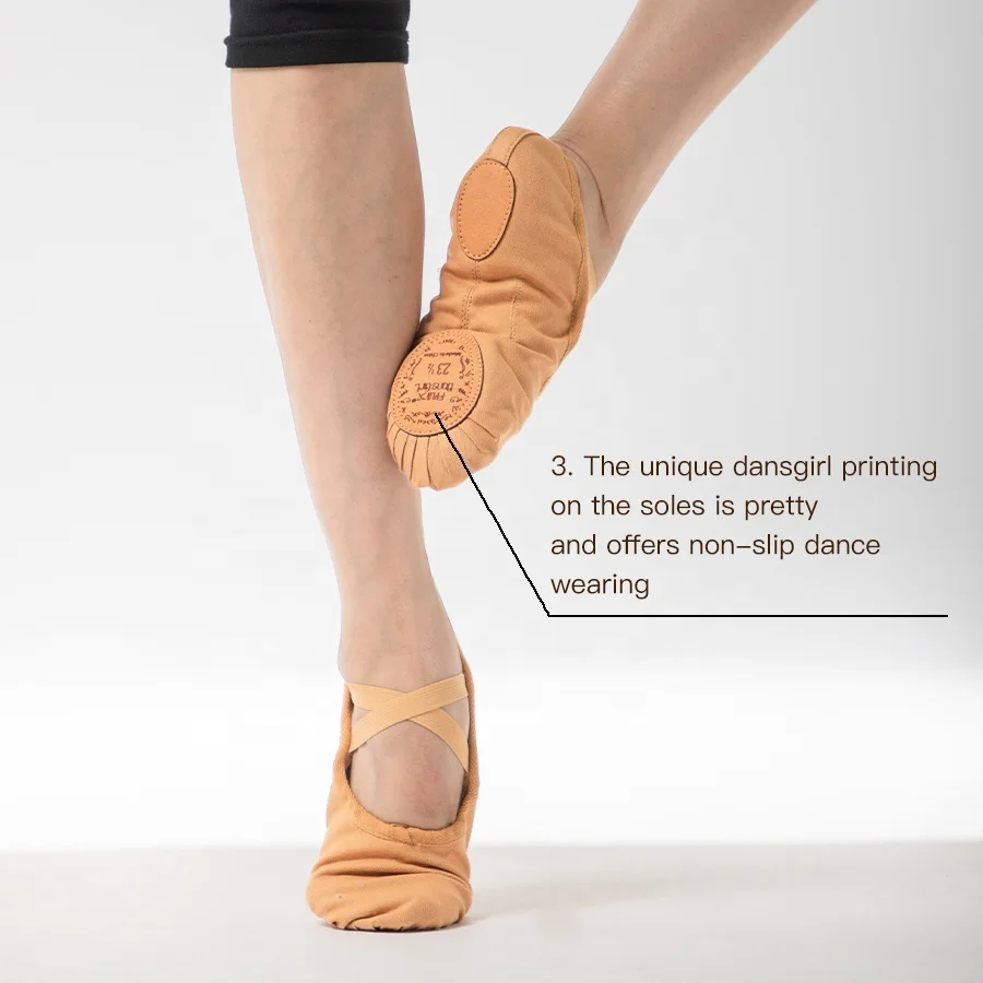 Adult Girls Ballet Slippers Canvas Split Sole Ballet Dance Shoes For Ballet School