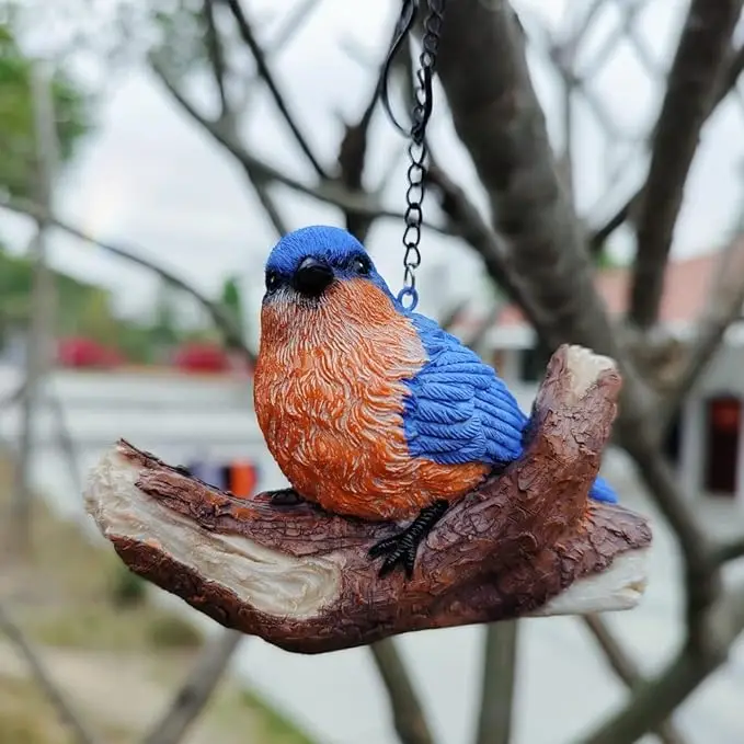 Custom Resin Blue Bird Figurine Garden Decor