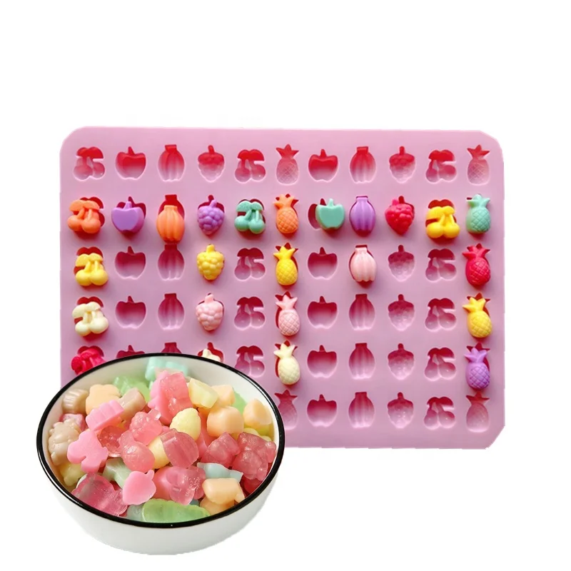 66 Cavity Mini Chocolate Silicone Gummy Candy Mold of Fruit Shape