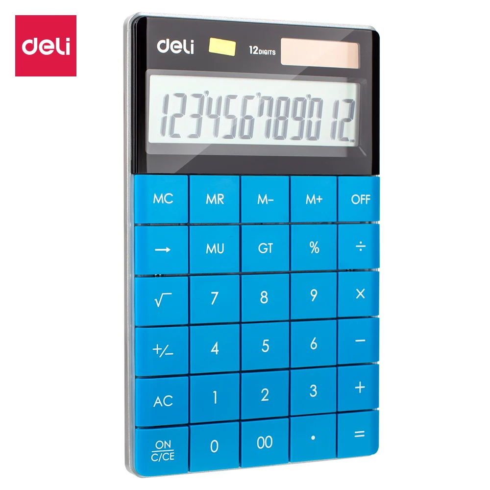 Deli E1589 Desktop Calculator Universal Programer 12 Digits Dual Power Fashion Style Business School Supplies Office cal