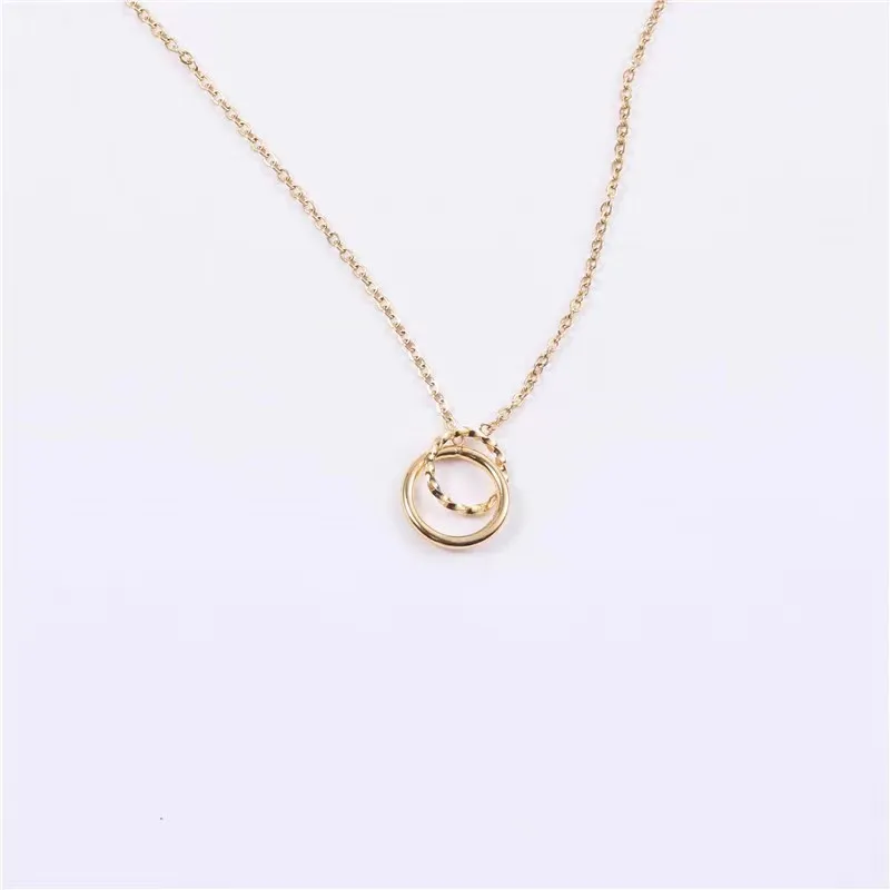 Double ring circular necklace, female collarbone chain, minimalist temperament, personality, trendy internet celebrity designer