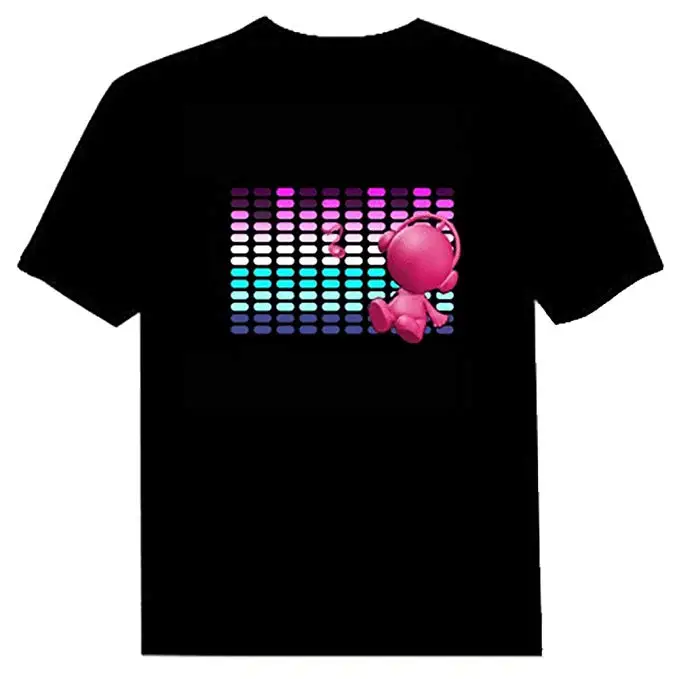 Hot Selling Panel Tshirt Party Sound Active,led Tshirts Sound Active Flashing Customizable Design for Party,Festival