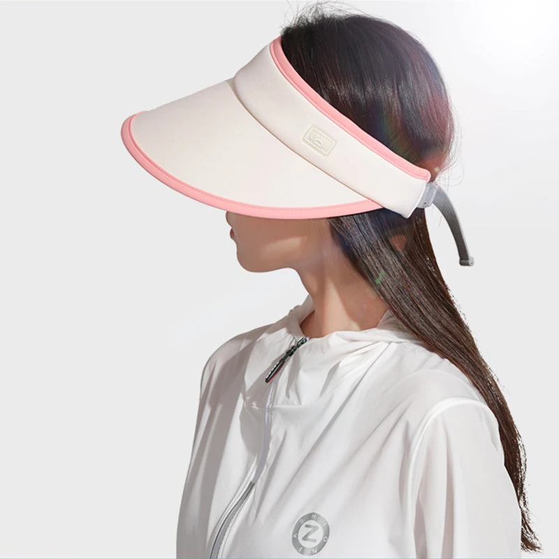 Fashion Sun Hats for Summer Women Cycling Large Brim Visor Covering Full Face Headband Sunhat Empty Top Caps with Sun Protection