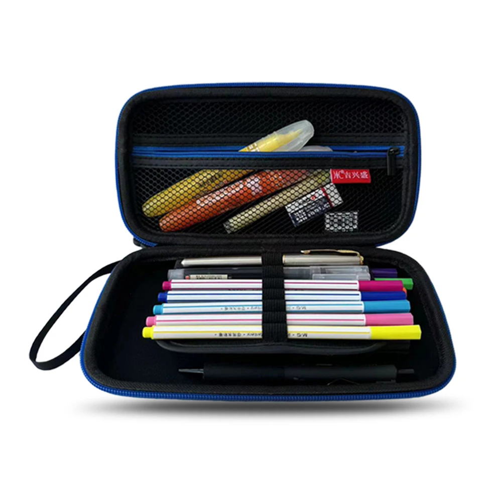 Large capacity pencil case EVA pencil case with blue hard zipper for storing learning supplies