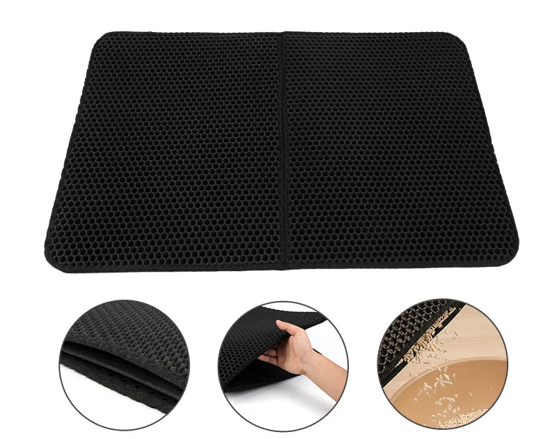 Custom Large Waterproof Washable Double Layer Microfiber Pet Cat Litter Catcher Pads Mat