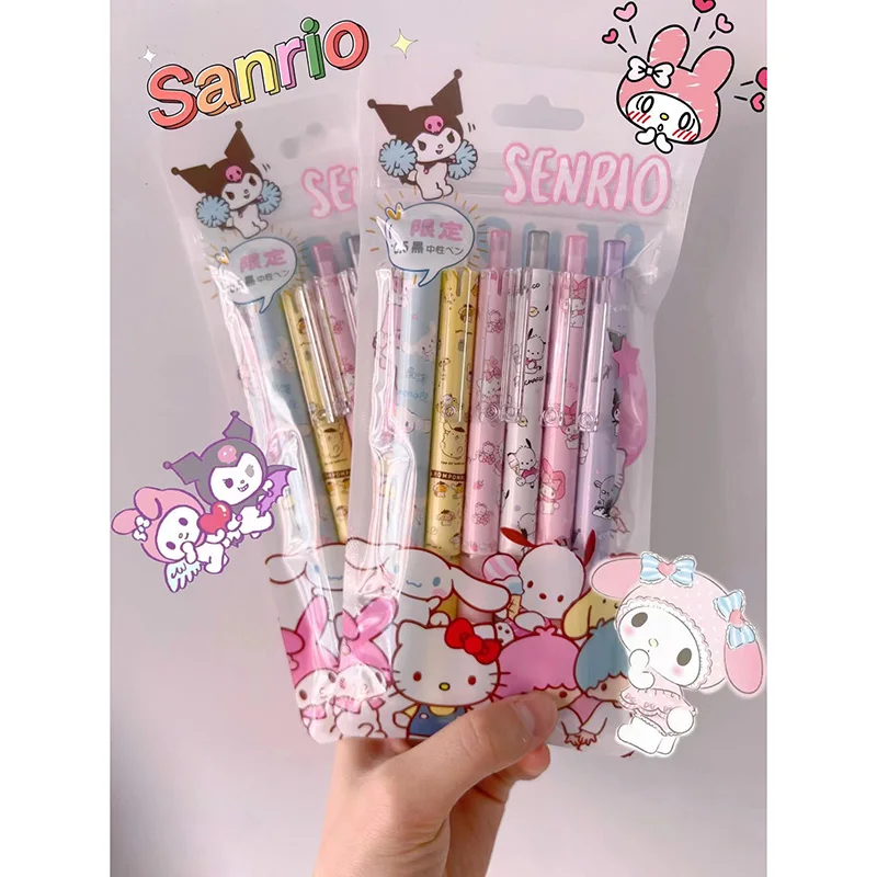 1748-2 Sanrio 6-piece gel pen black 0.5 cartoon girl girl heart high value pen
