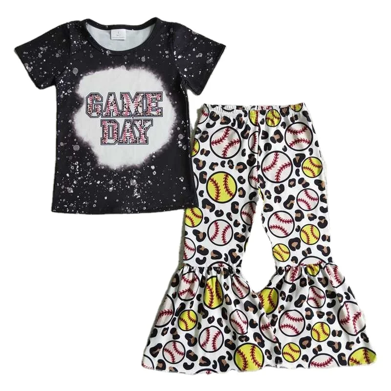 GSPO0214 Girls GAME DAY baseball short-sleeved trouser suit