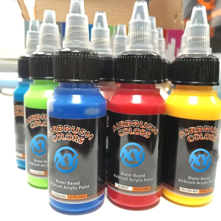 XinyiArt 12 Color Set of Primary Opaque Colors Acrylic Airbrush Kit for Shoes, Leather Painting-Easy to Clean with Water