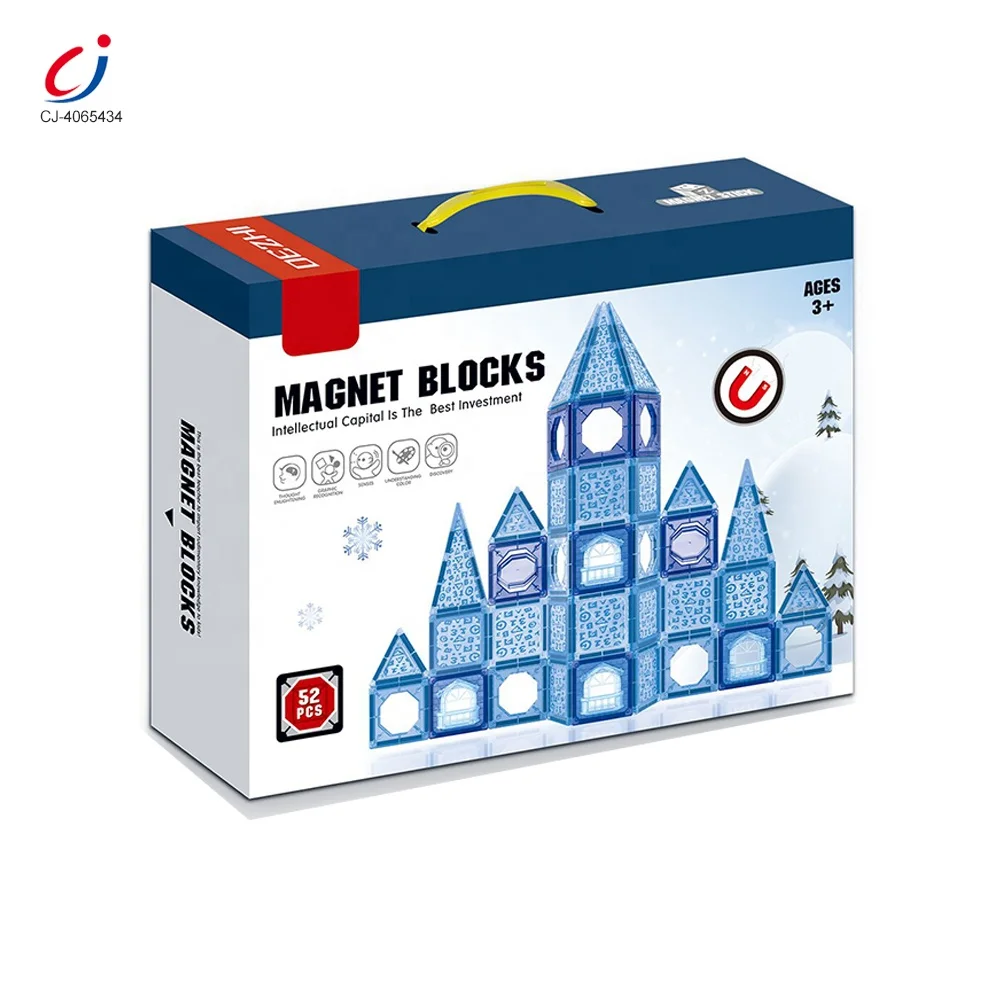 Chengji mini magnetic building blocks plastic color window 3d diy ice castle construction 52pcs magnetic building blocks