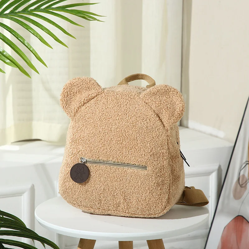 Wool fleece Plush teddy Bear Backpack Toddler Cartoon bookBags kids school backpack mochilas escolares 2022 mini Plush Backpack