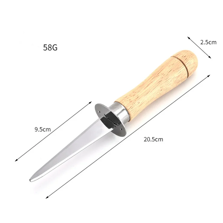 Oyster Clam Shucking Knife Opener With Wooden Handle For Seafood Kitchen Tools
