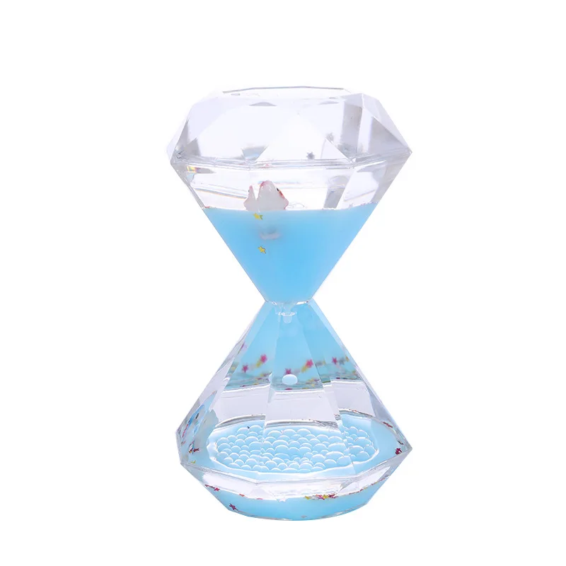 Moving Sand Liquid Motion Bubbler Timer Colorful Diamond Shape Hourglass for Holiday Birthday Promotion Creative Gift