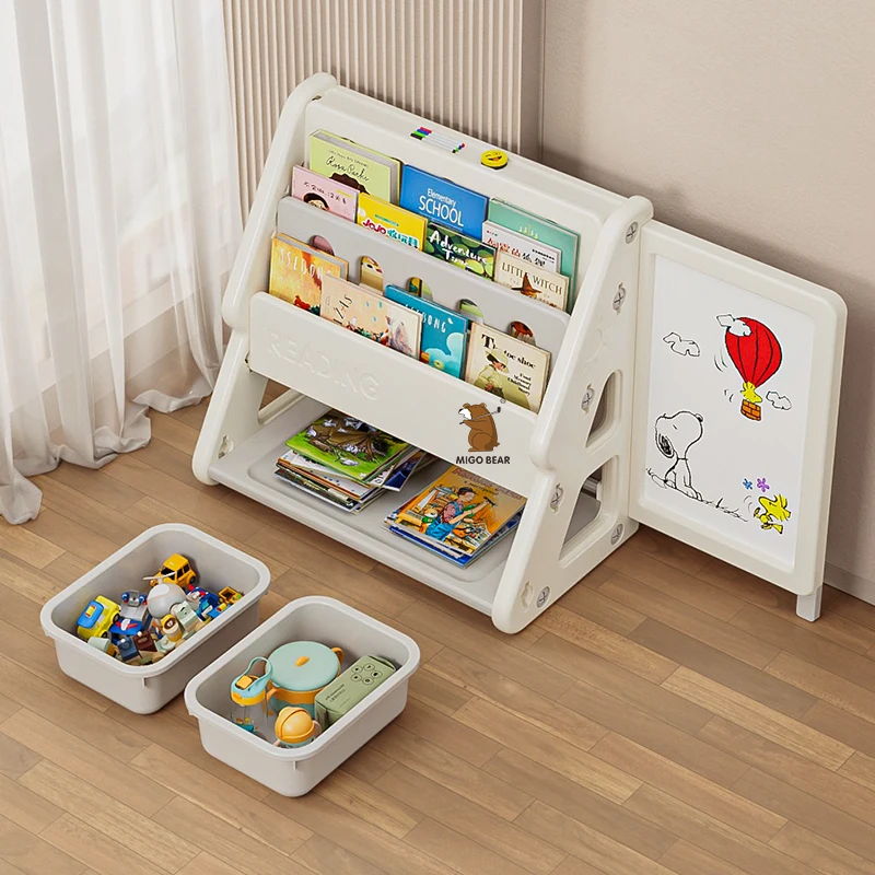 MIGO BEAR Kids Drawing 3in1 Multifunctional Children Draw Board Magnetic Baby Writing Board Home Bookshelf Storage Rack