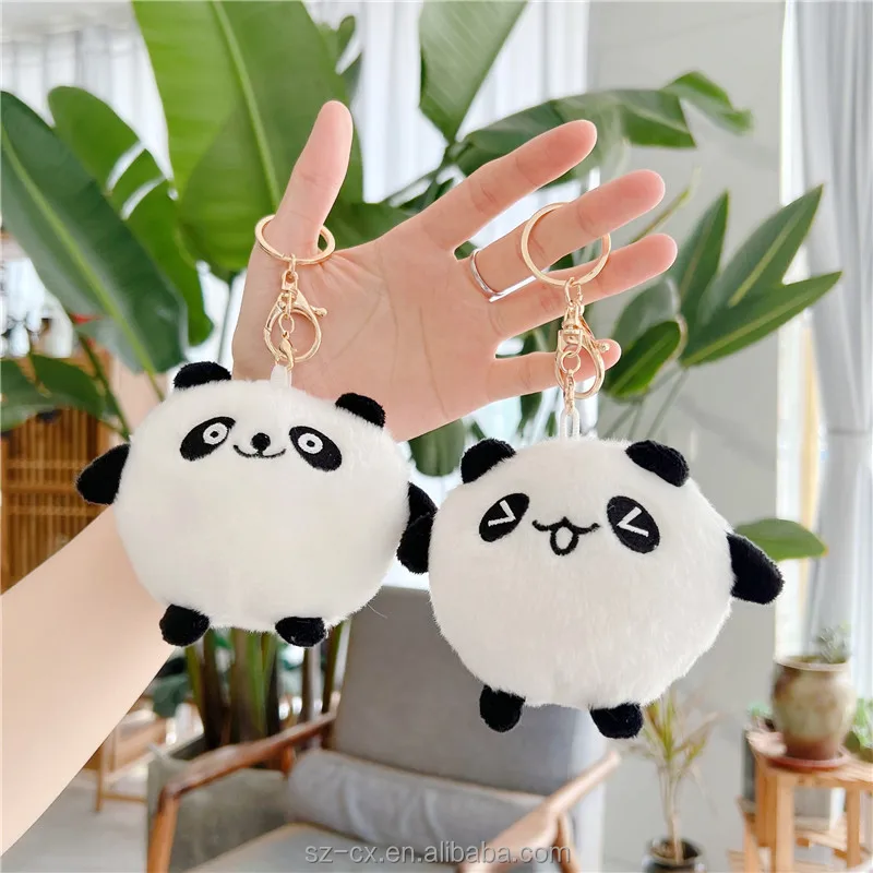kawaii cartoon big eye panda animal plushies soft toy stuffed key chain key ring lanyard doll pendant cute panda plush keychain