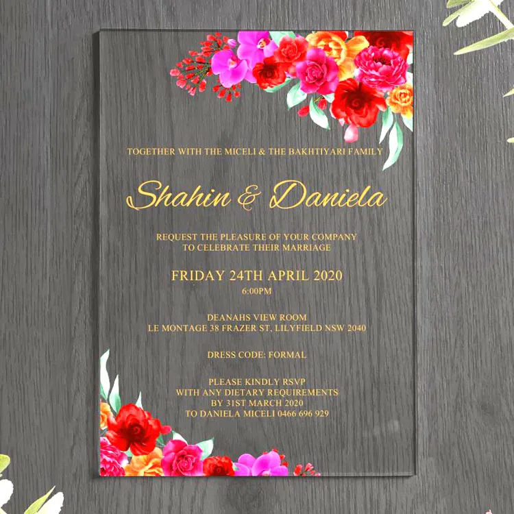 Customized Fancy Birthday Festival Christmas Conference Wedding Acrylic invitation card