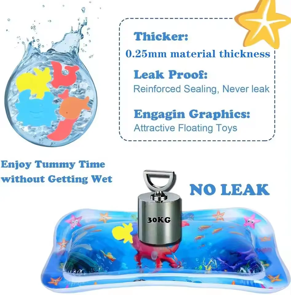Baby Water Mat 0-3 Years Old Baby Kids Water Play Mat Infants & Toddlers Inflatable Baby Tummy Time  Play Water Mat