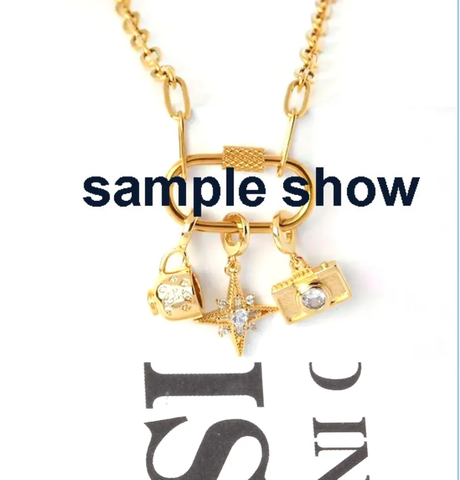 Stainless Steel Screw Carabiner Lock Charms Oval Heart Shape Pendant Clasp For Bracelet Necklace Connector Paperclip Pendant