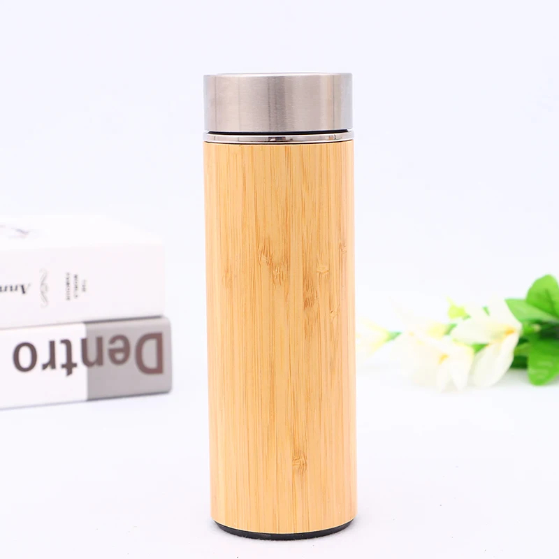 450ml Eco- friendly new creative gifts customized raw vibes natural bamboo coffee cup with Tea Infuser