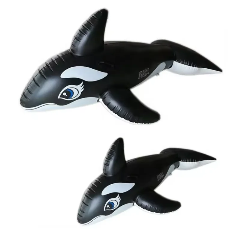 Inflatable Swimming Pool Water Park Float Large Black Whale Shark Inflatable Float Summer Beach Pool Seat