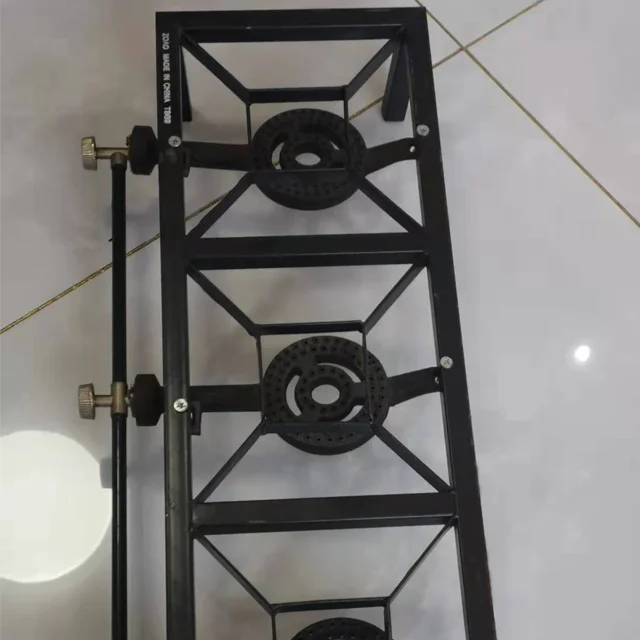 High Quality Cylinder Single Standing Burner Range Cooker Black Square Tube Gas Stove