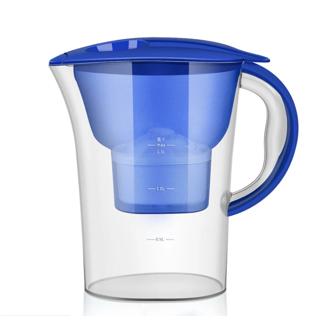 
2.8L Water Filter Pitcher with Water Quality Meter Navy Blue sky blue pink water purifier cup with filter 