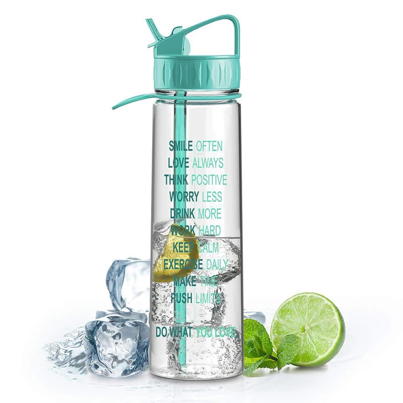 novel design  universal popularity plastic bottle with straw for sports fit in car cup holder transparent stylish