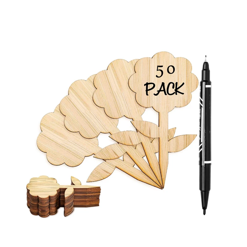 Garden Plant T-type Tags Markers Nursery Pots Garden Decoration Seedling Tray Plant Labels Bamboo Mark Tools