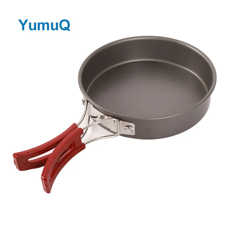 YumuQ 14cm Casting Non-stick Aluminum Cookware Set Cooking Deep Skillet Double Egg Frying Pans Outdoors