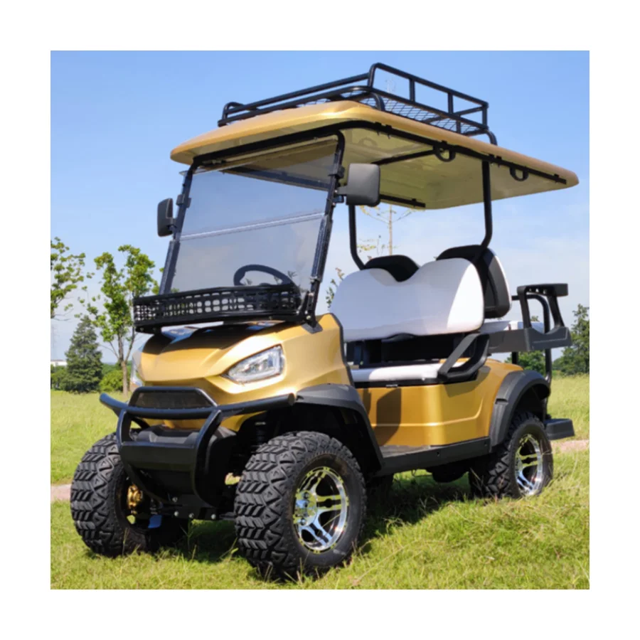 Electric Lithium Hunting Golf Cart 4 Seater 72v Golf Car With Folded Back Seat