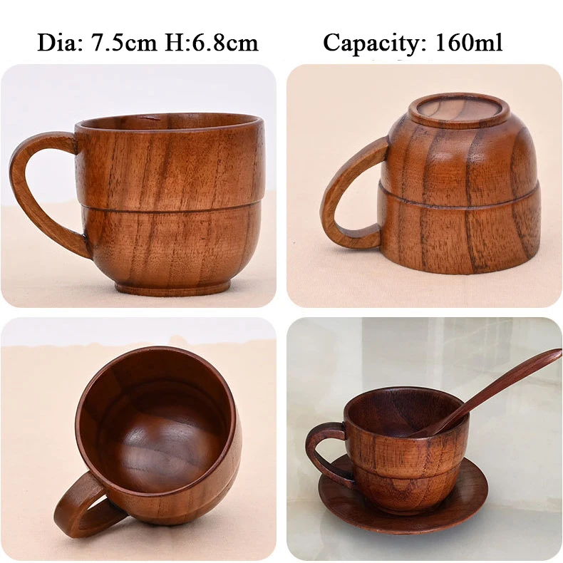Goods In Stock Eco Friendly Wooden Unique Tea Beer Milk Coffee Handle Mug Cup With Saucer