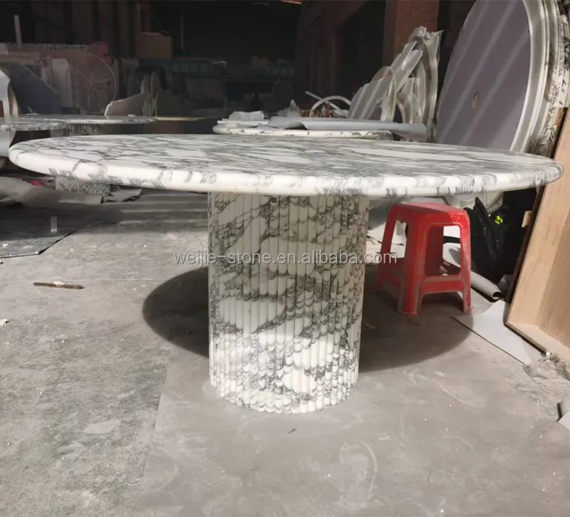 Customized Hot Sale Dining Room Furniture Designs Luxury Natural Marble Round White Marble Dining Table