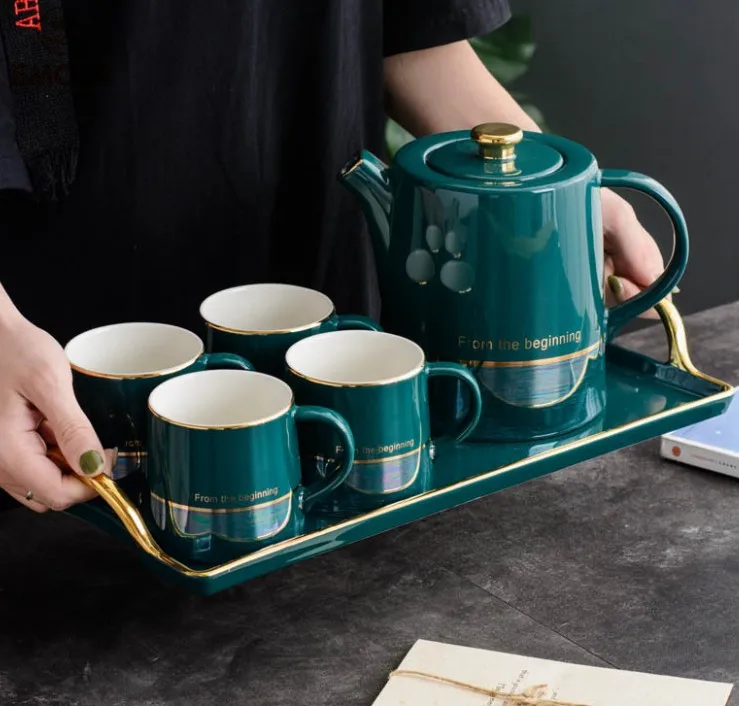 Ceramic Coffee Cup Mugs and pot set , European  Luxury Afternoon Tea Set