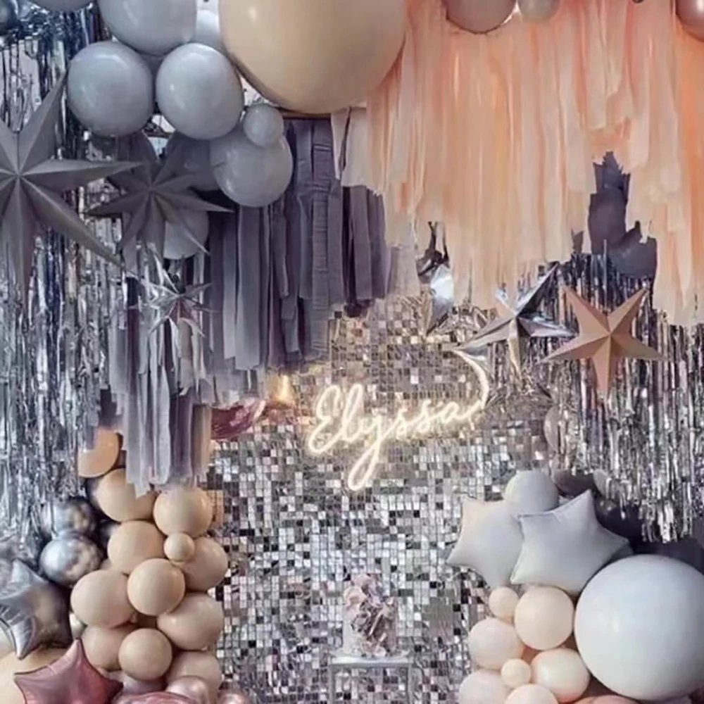 Блестящий диск пайетки панель стена для дня рождения вечеринки свадьбы декор