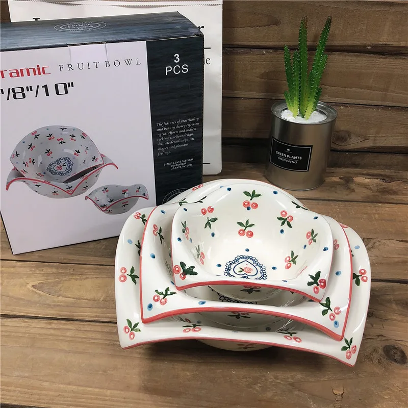 Latest modern decorative bowl ceramic soup bowl with flower shape