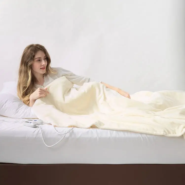Microfiber Fabric Solid Color White Flannel Electric Over Blanket