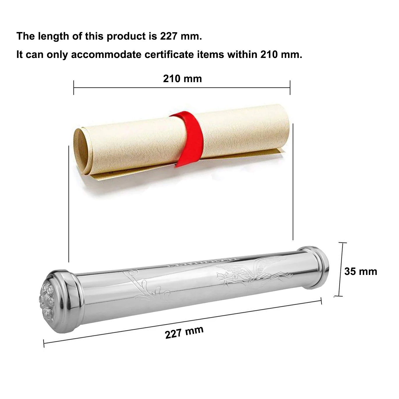 wholesale custom sleek metal paper certificate scroll holders keepsake baby birth certificate tube holder