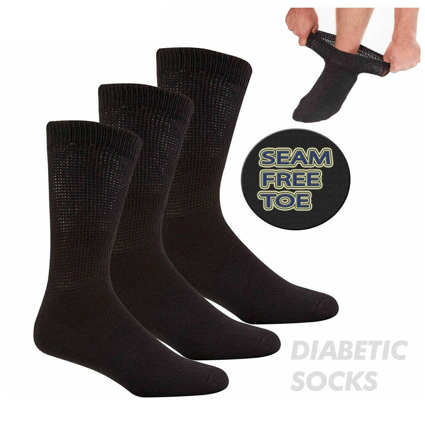 Custom Hospital Breathable Diabetic Socks Unisex Crew Extra Wide Non Binding Socks Soft Comfortable Diabetic Socks